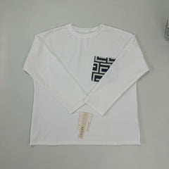Printed long-sleeved large-sized loose-fitting top