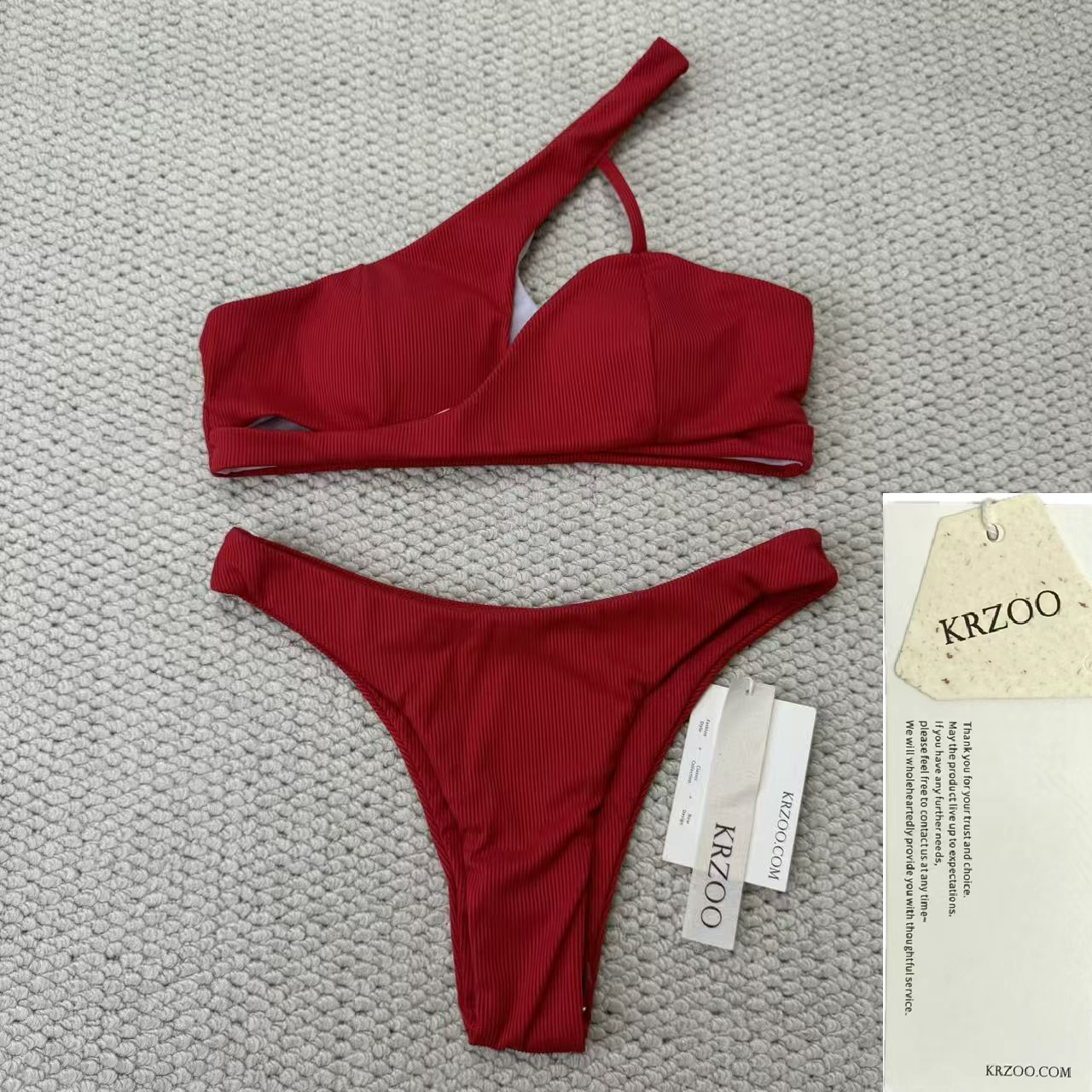 Solid-color separate high-waist swimming suit