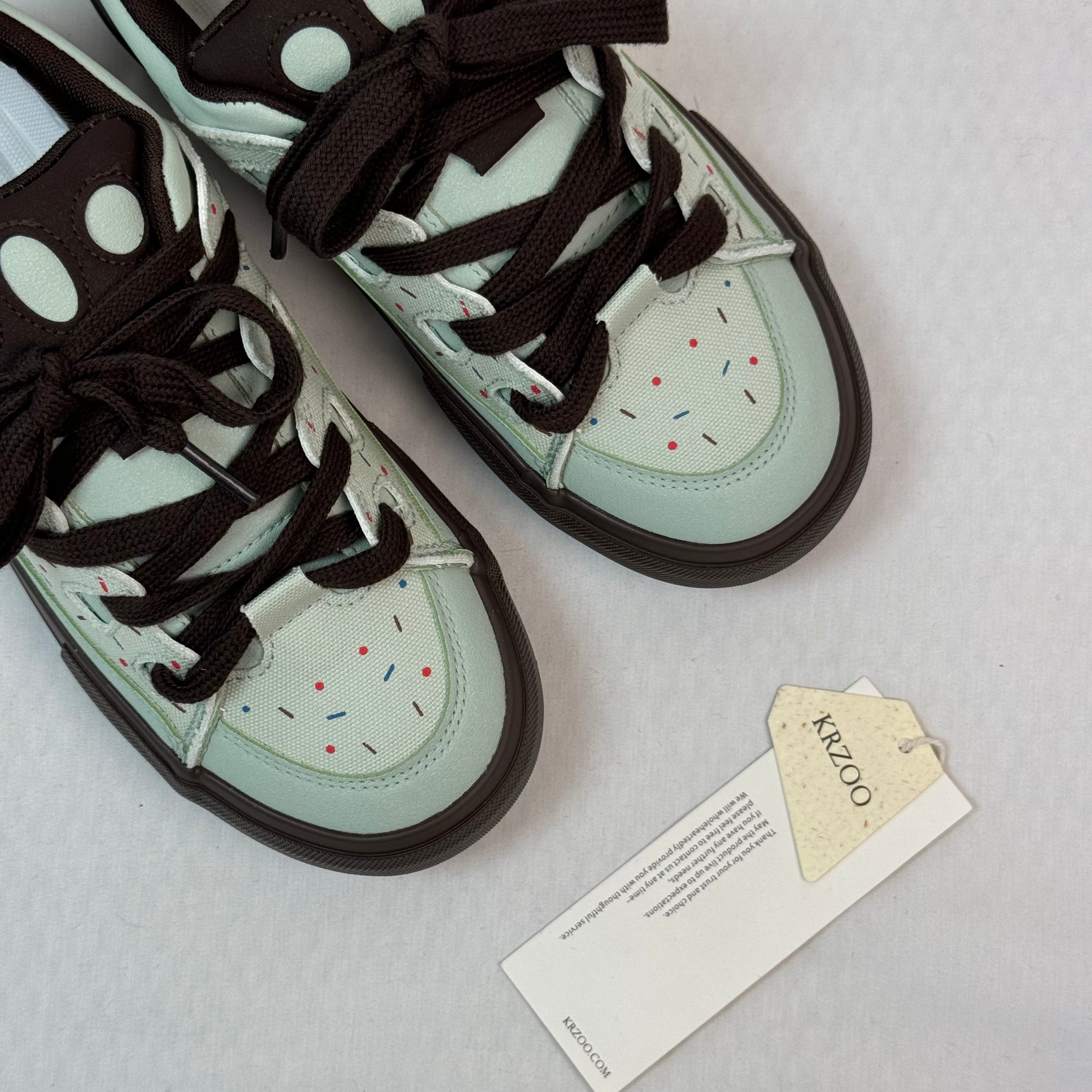 Mint sneakers with cushioned thick soles