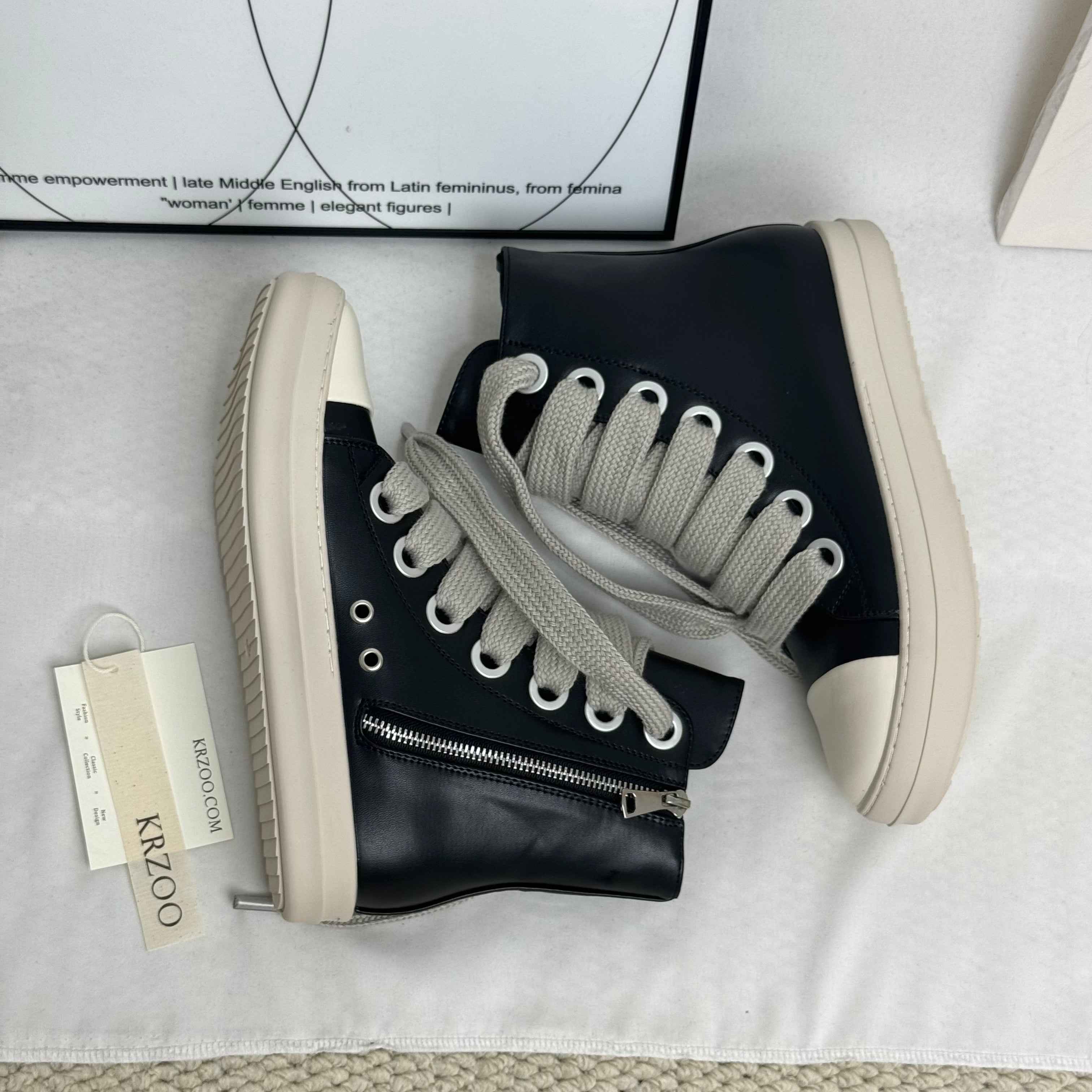 High-top zipper round-toe thick heel