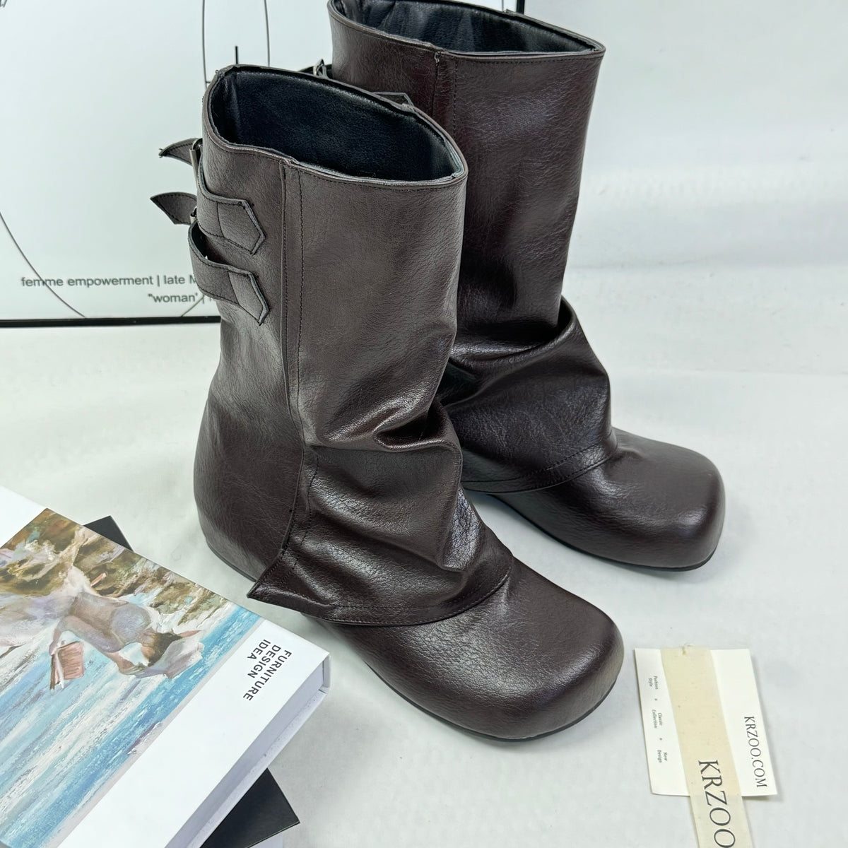 Round-toe inner high-top boots