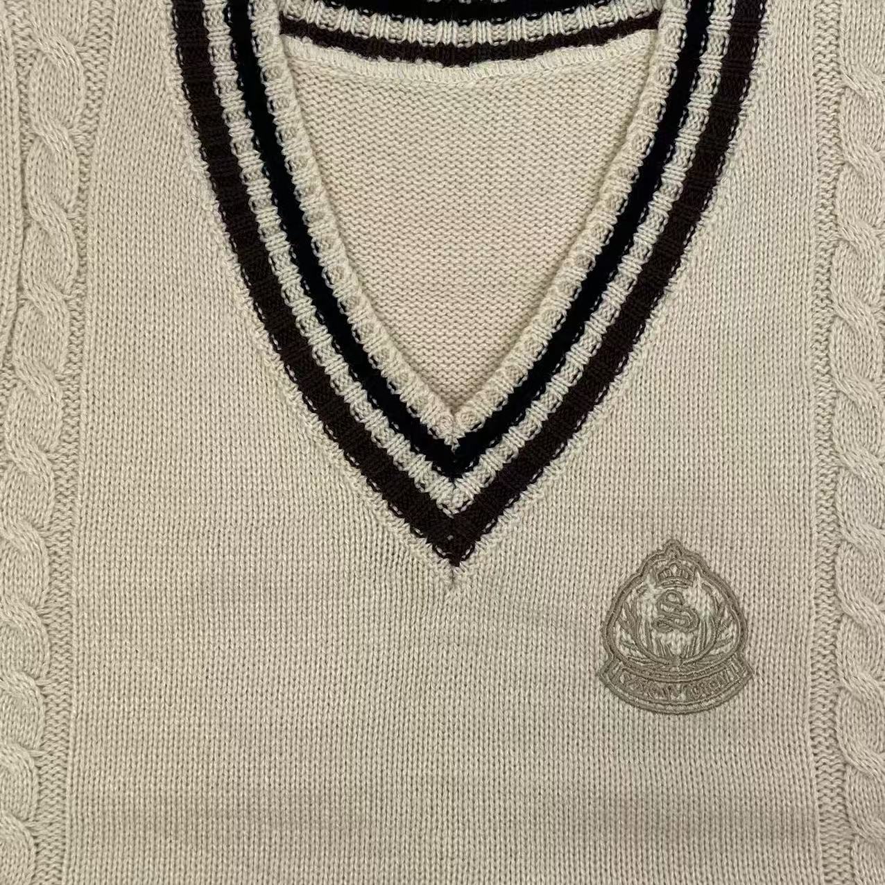 College-style knitted pullover vest