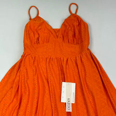 Orange open V-neck halter dress