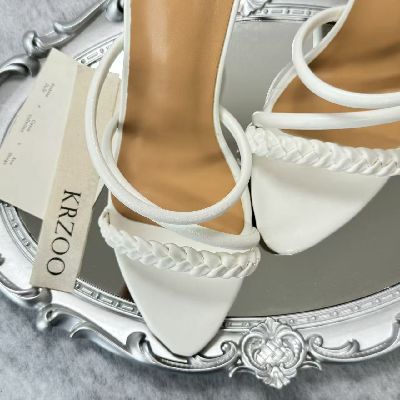 Toe-up knitted low-heeled high-heeled shoes