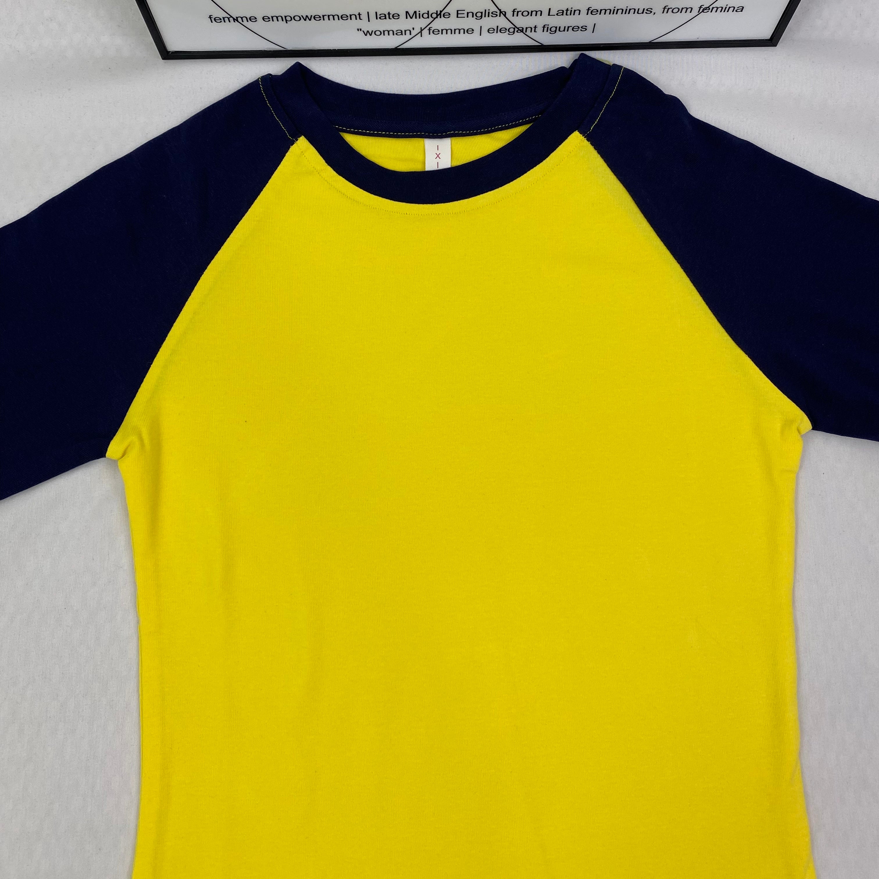 Yellow patchwork round-neck long-sleeved pullover