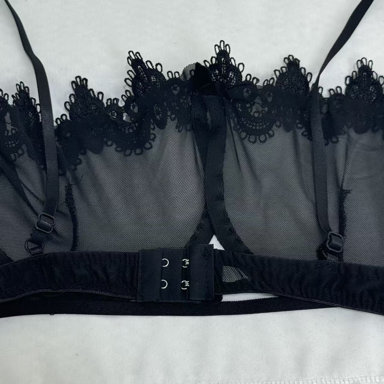 Net fabric see-through lace set