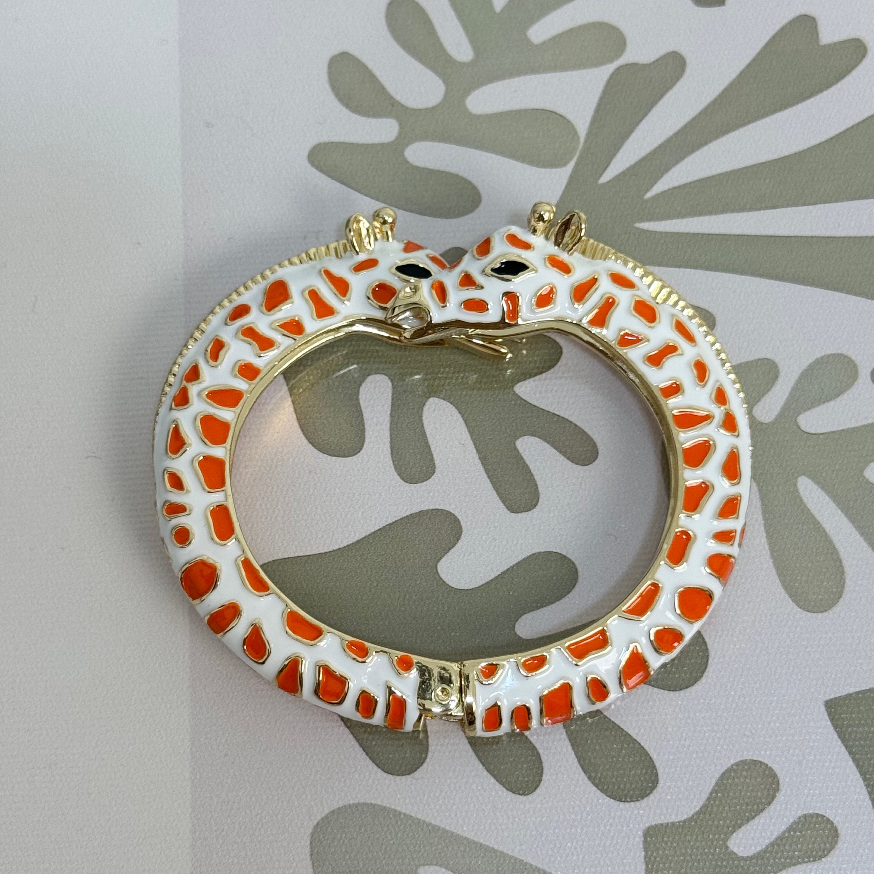 Vintage-Style Enamel Zebra Bangle