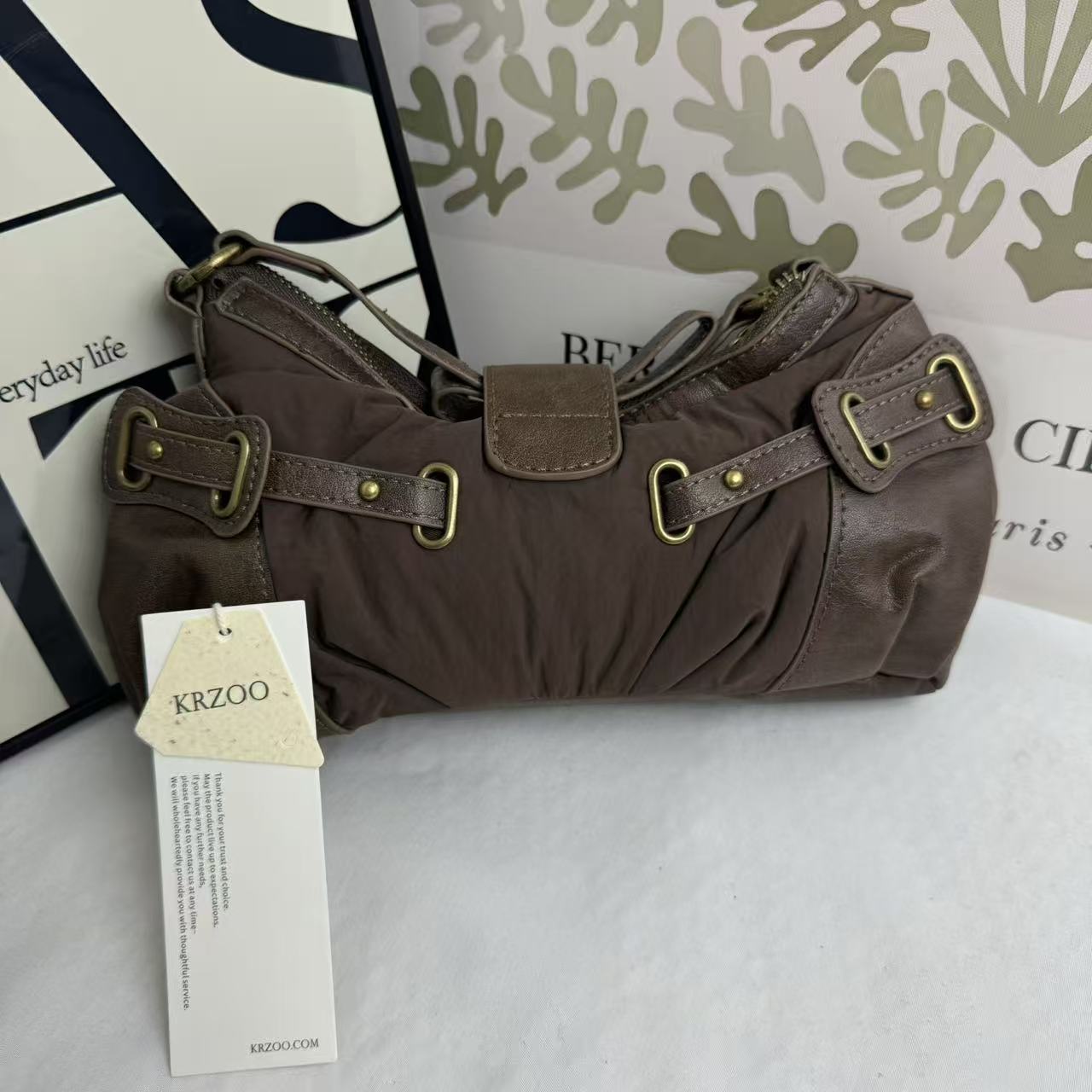Distressed Vintage-Style Underarm Bag