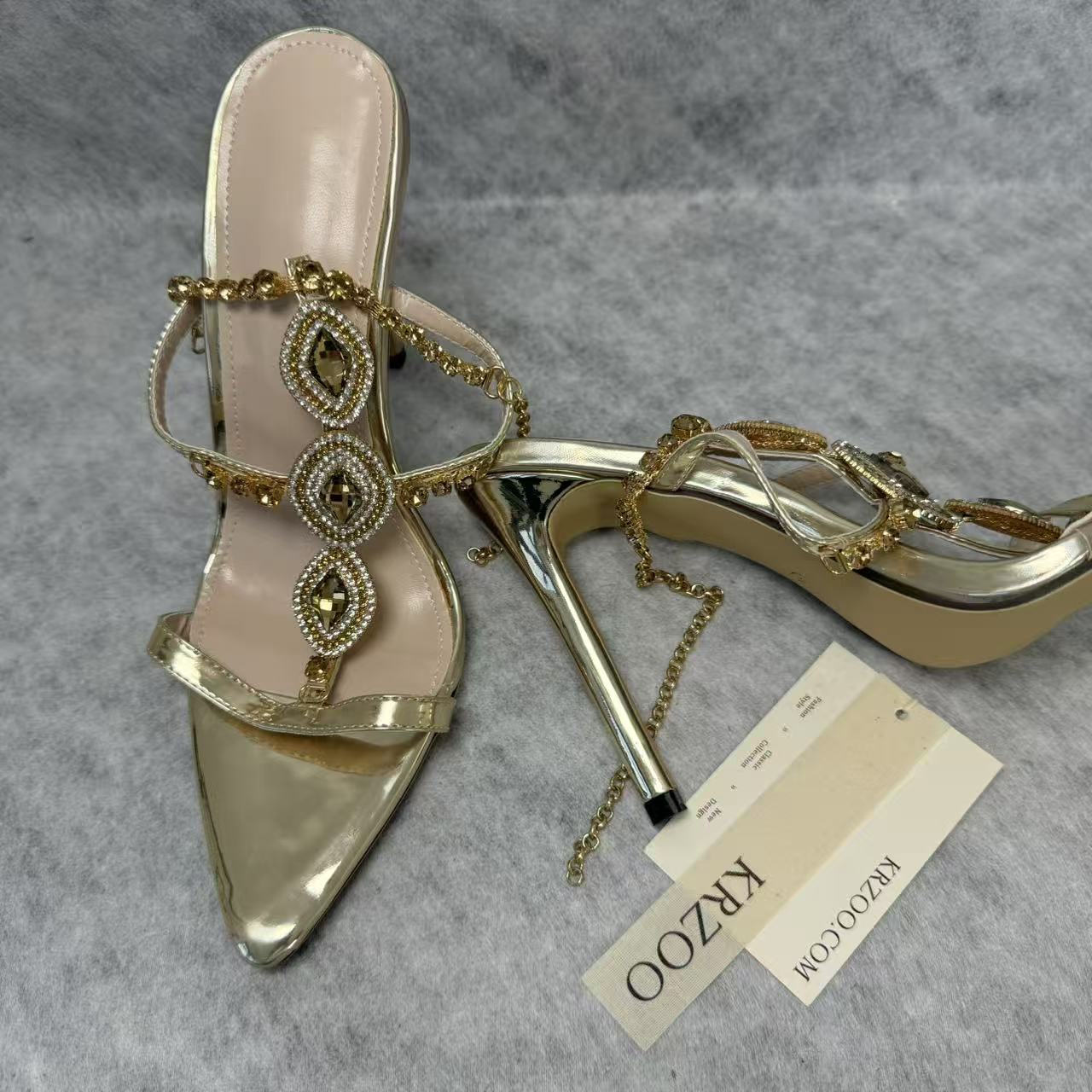Beaded crystal heel stiletto shoes