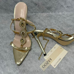 Beaded crystal heel stiletto shoes