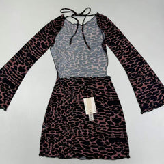 Leopard print mesh maxi strapless short dress