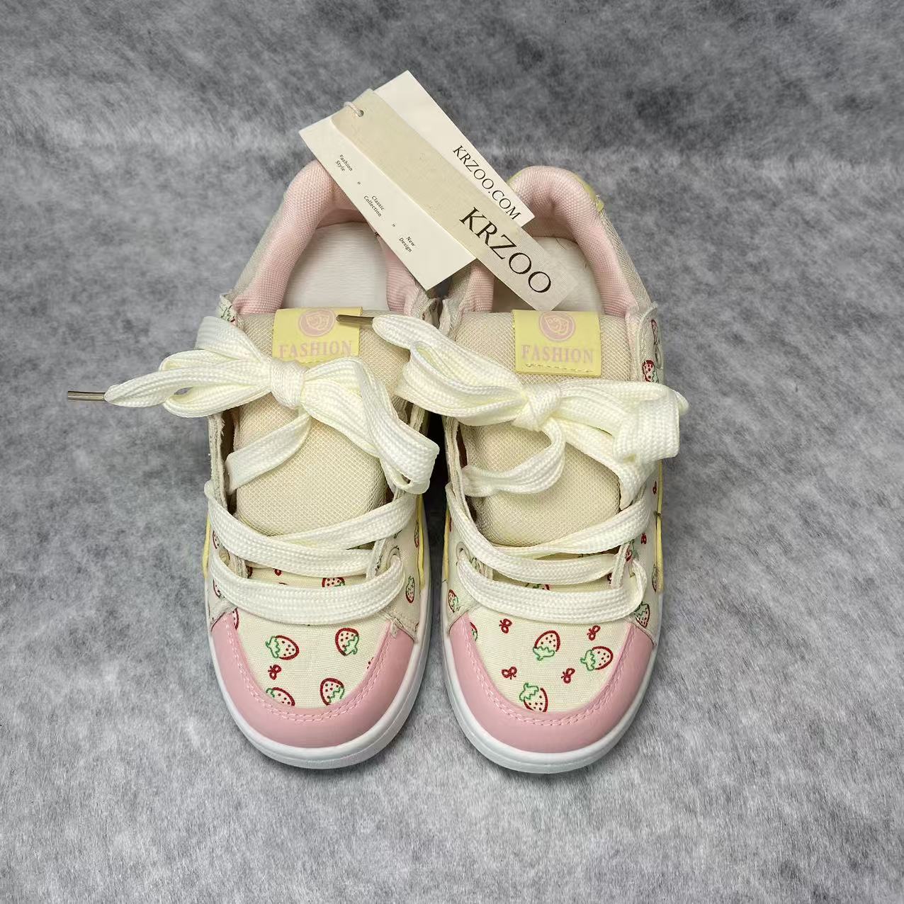 Multi-color strawberry printed loafers