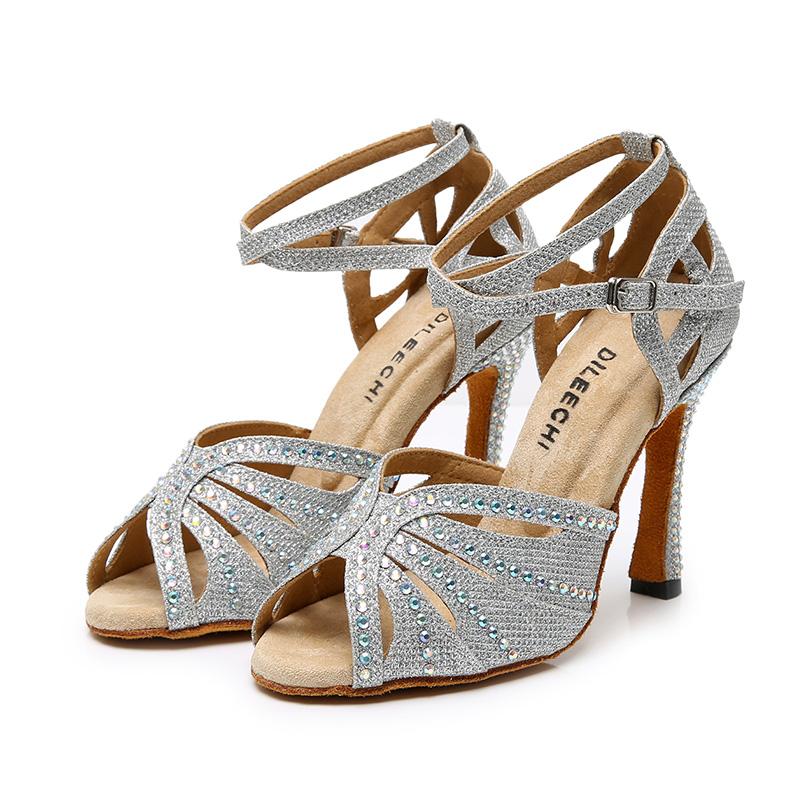 Women's Sparkling Glitter Customized Heel Ballroom Dance Shoes Latin Shoes