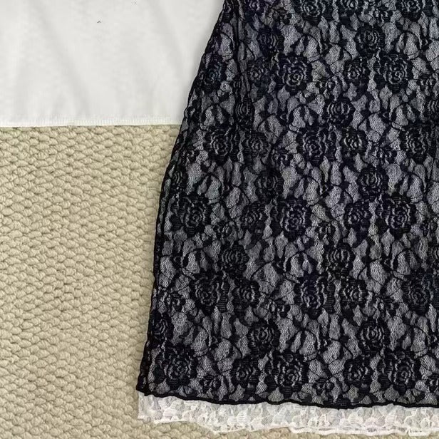 Black And White Lace Strap Dress