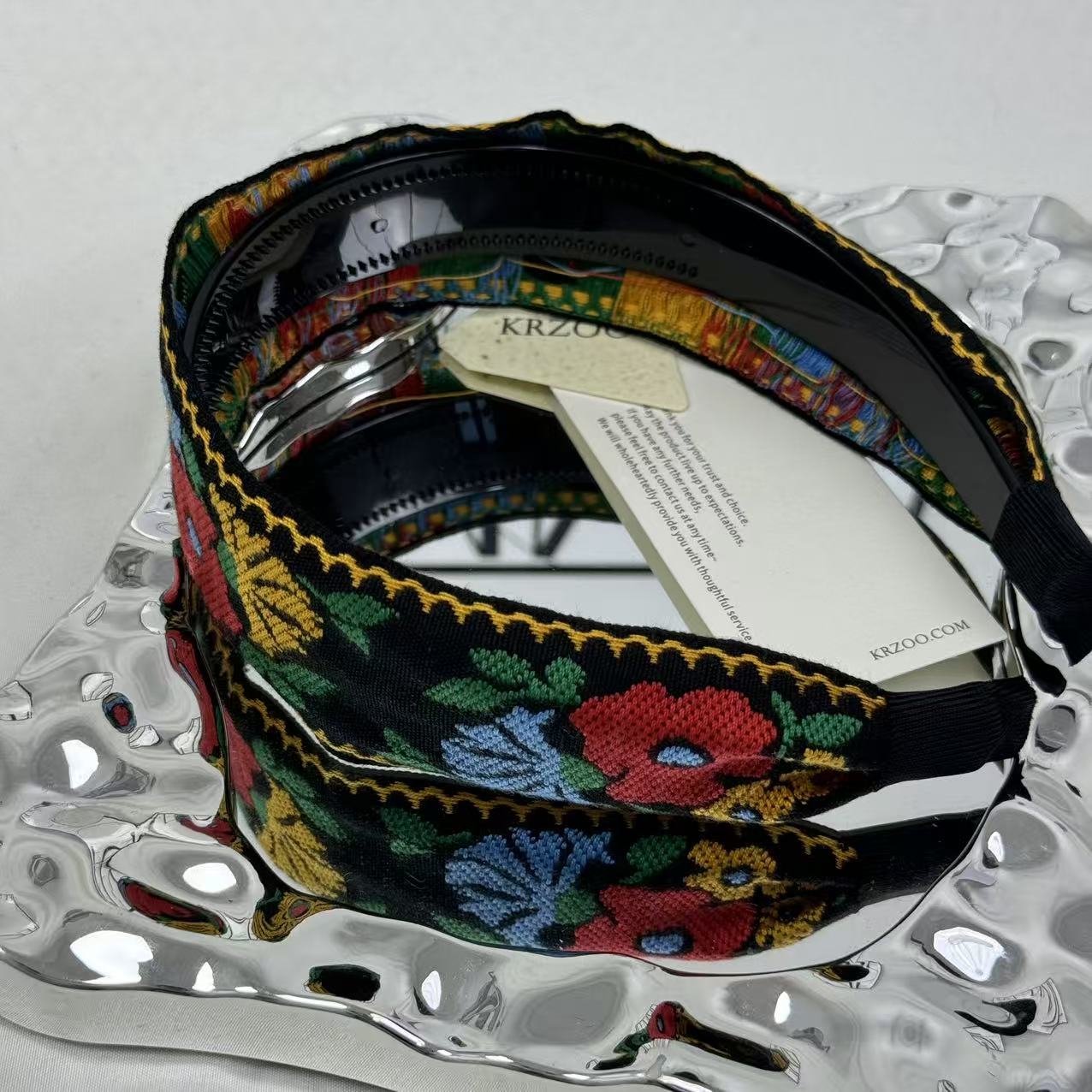 Embroidered flower headband