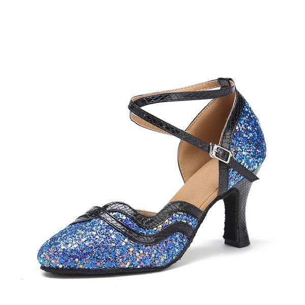 Women's Sparkling Glitter Customized Heel Closed Toe Ballroom Dance Shoes Modern Dance Shoes