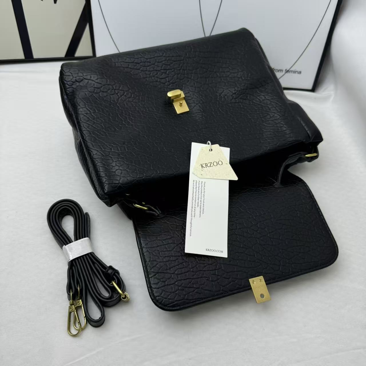 Large Black Leather Tote Bag