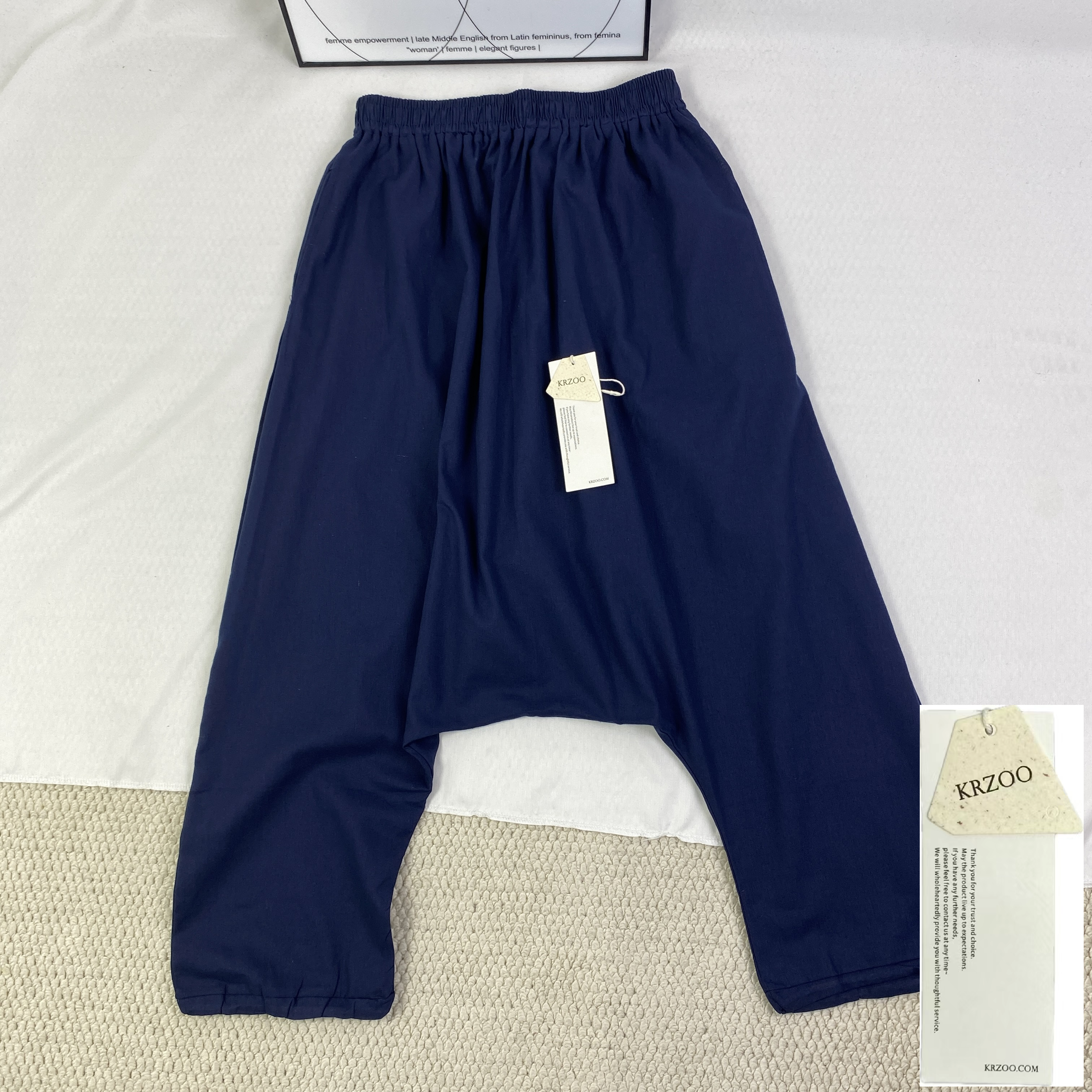 Cotton and linen loose wide-leg pants in solid color