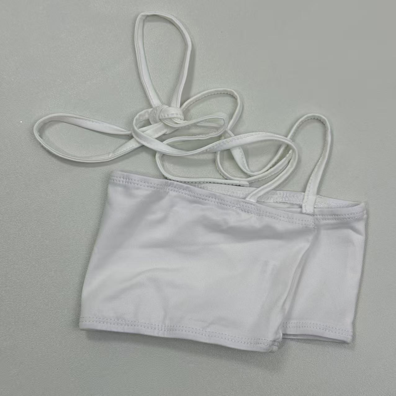 Cotton one-piece neckless plunging top