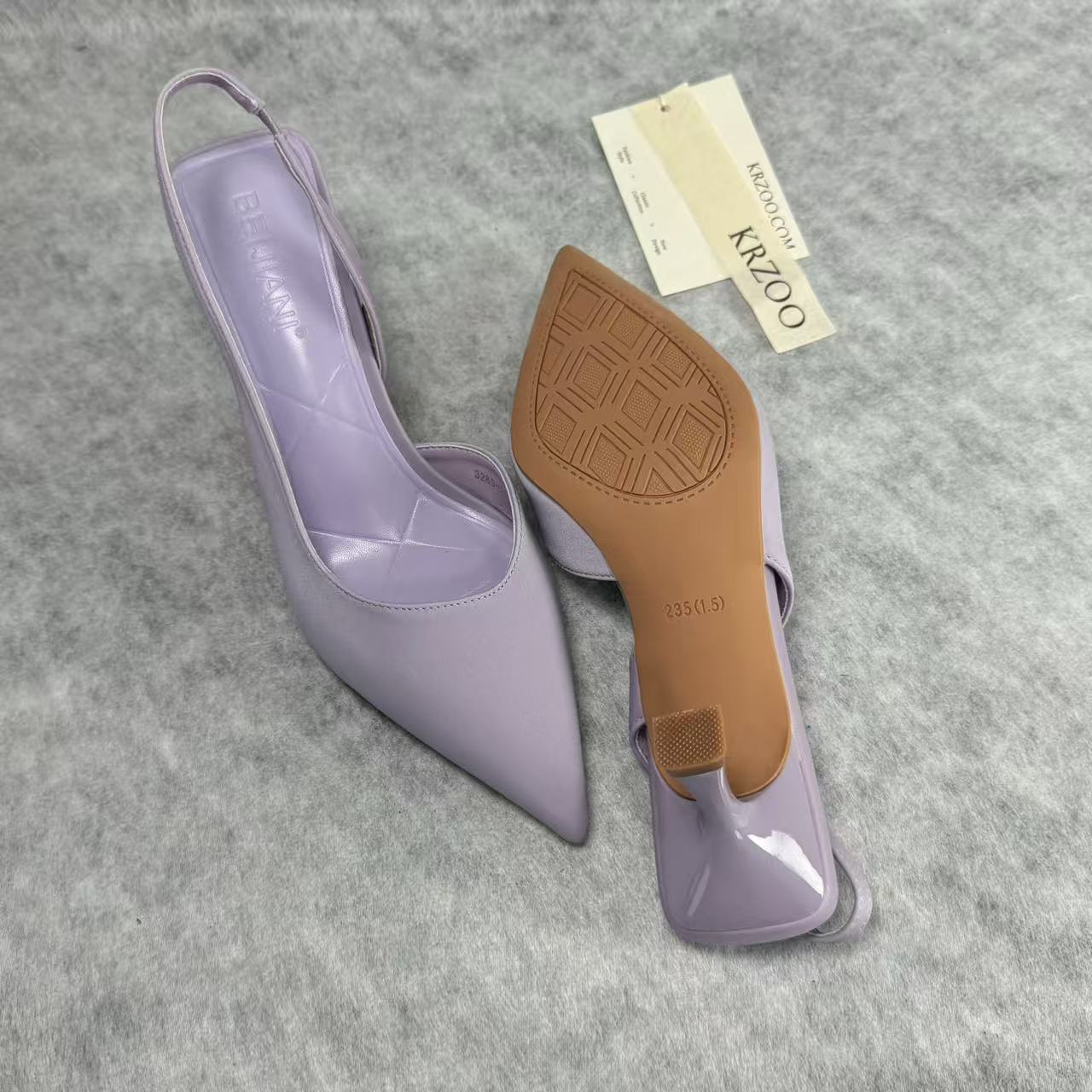 Baotou low-heeled pointed-toe high-heeled shoes
