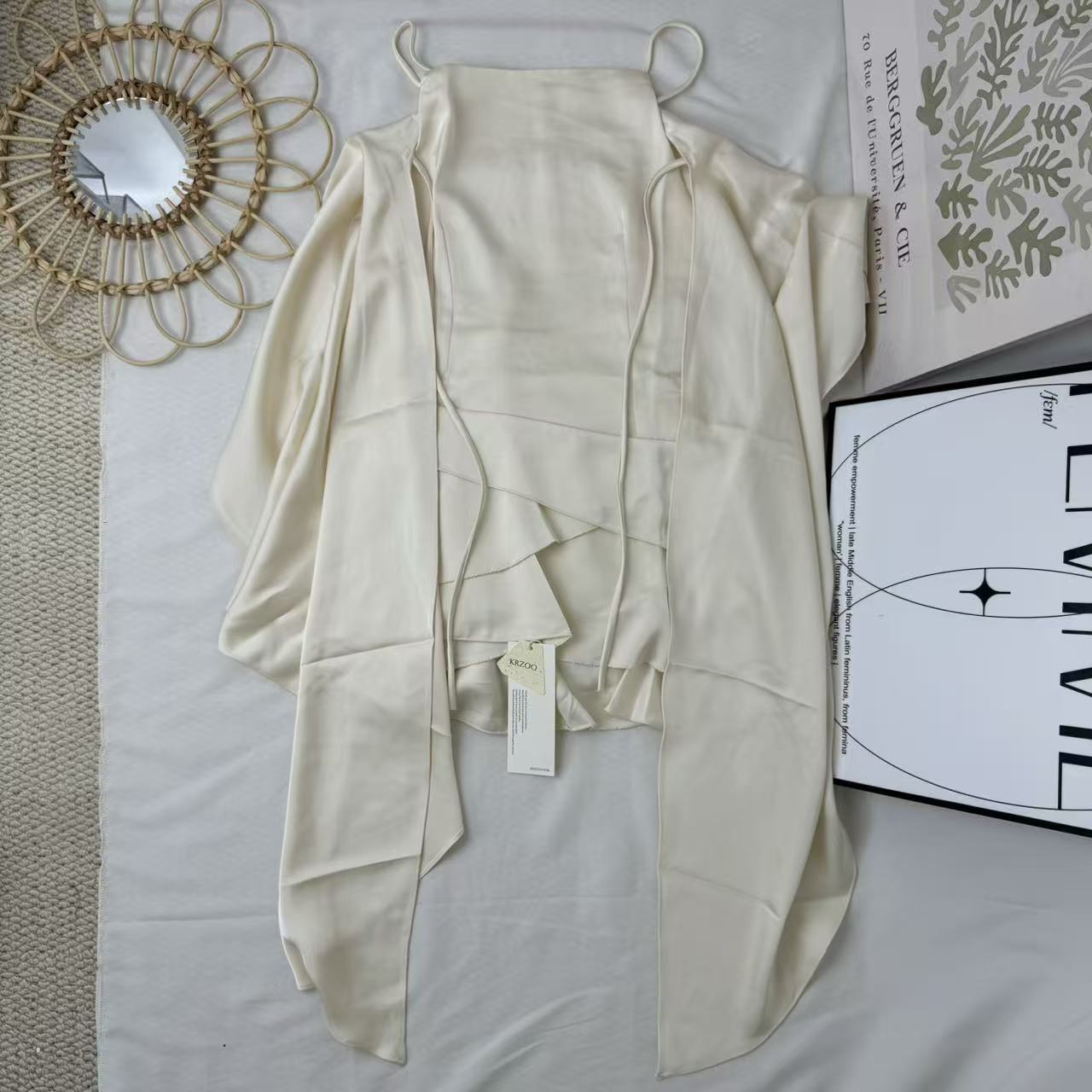 Lace-covered shawl-neck dress