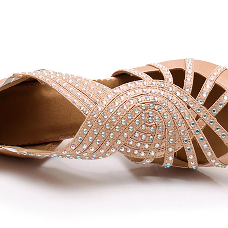 Women's Satin Customized Heel Ballroom Dance Shoes Latin Shoes