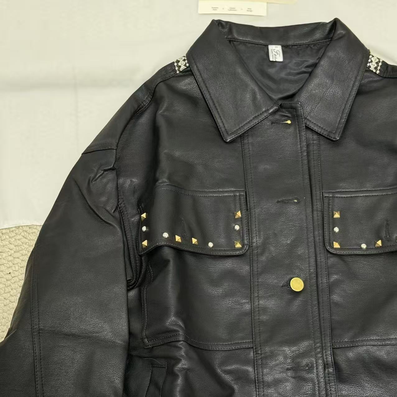 Cool Loose-Fit Biker Jacket with Embroidery