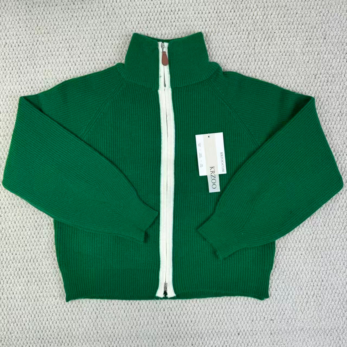 Retro V-neck Zip Knit Jacket