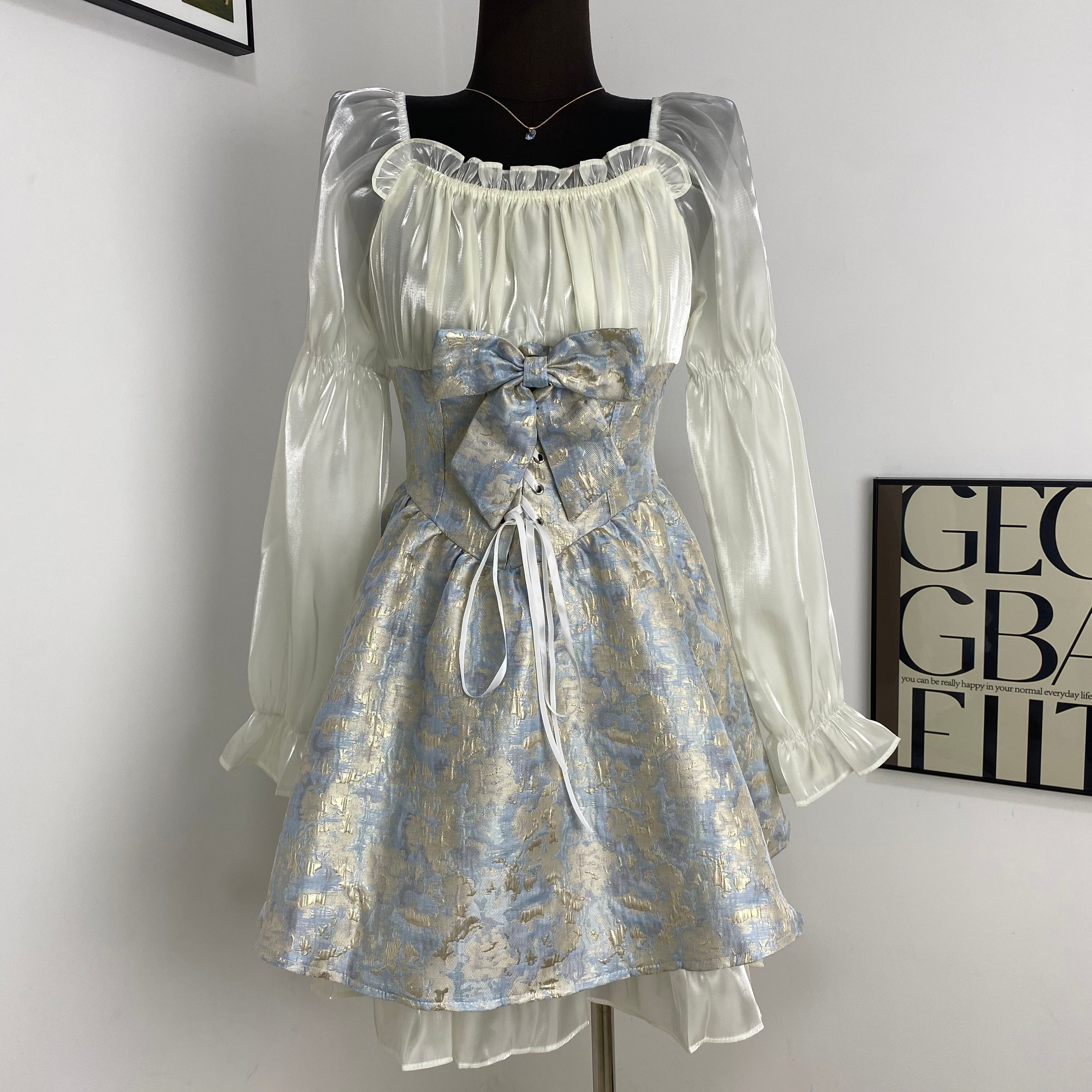 Gorgeous Slim Blue Morpho Dress