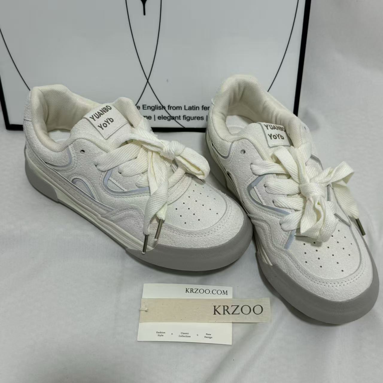 Chunky-Sole White Casual Sneakers