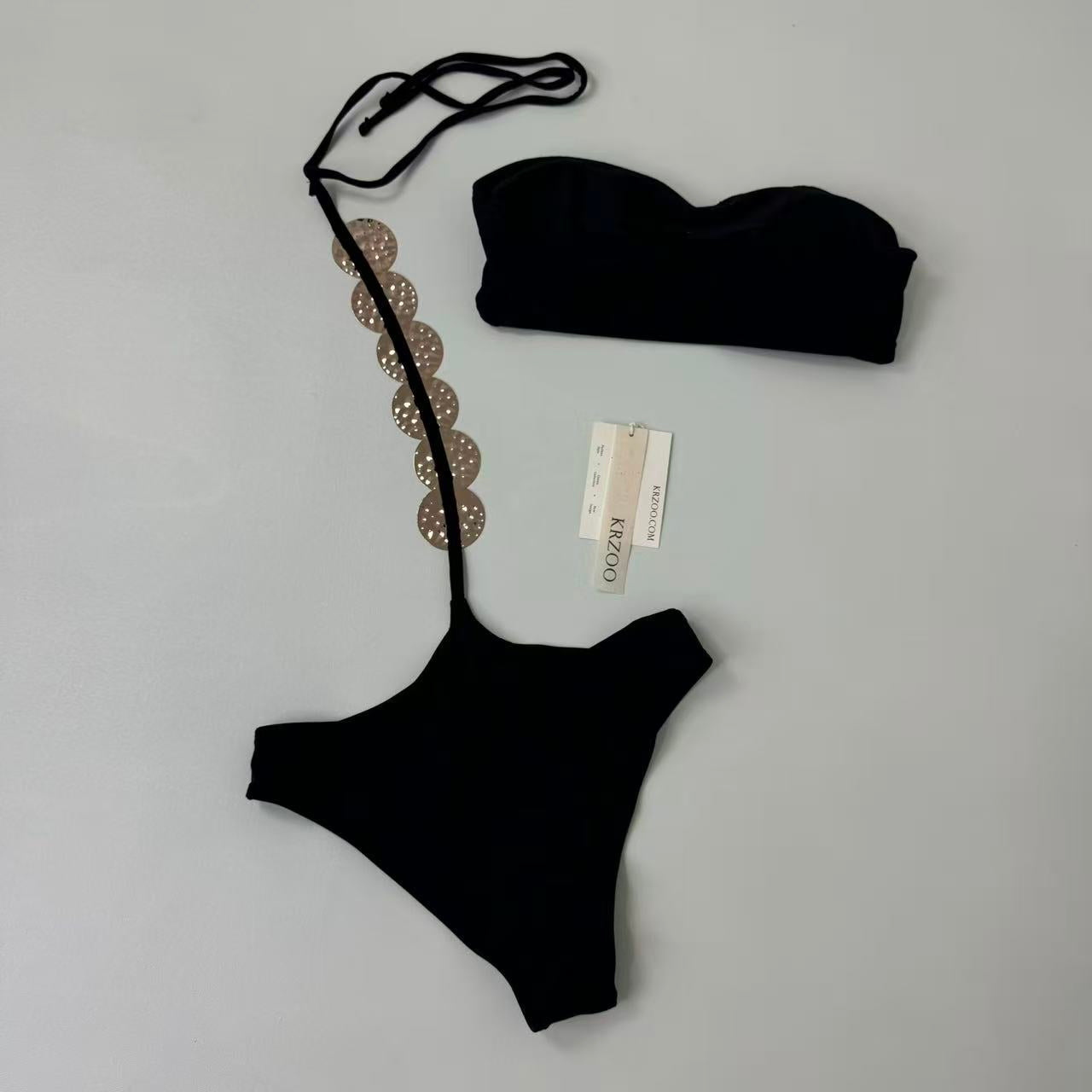 Three-point strap separate swimming suit
