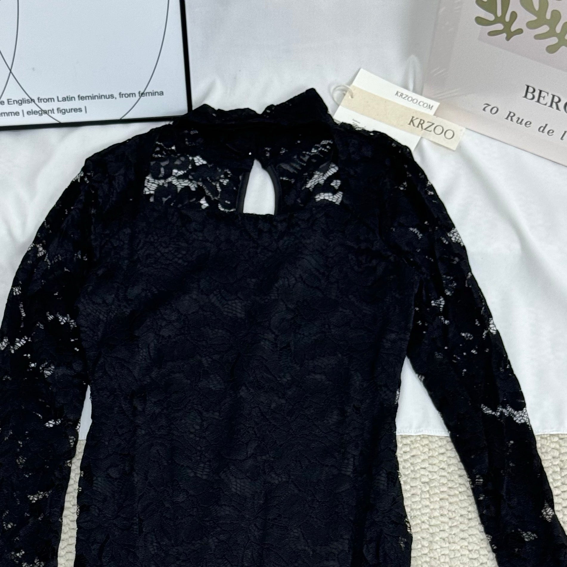 Lace Jumpsuit With Slit Flared Sleeves
