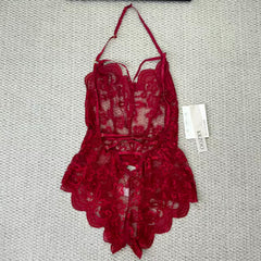 Lace open-front one-piece sheer set
