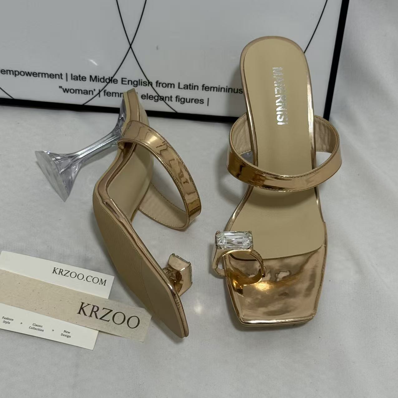 Transparent Rhinestone Wedge Heels