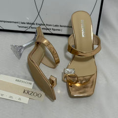 Transparent Rhinestone Wedge Heels
