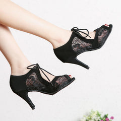 Women's Suede Customized Heel Ballroom Dance Shoes Salsa Shoes