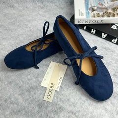 Soft flat bow round-toe Mary Jane shoes