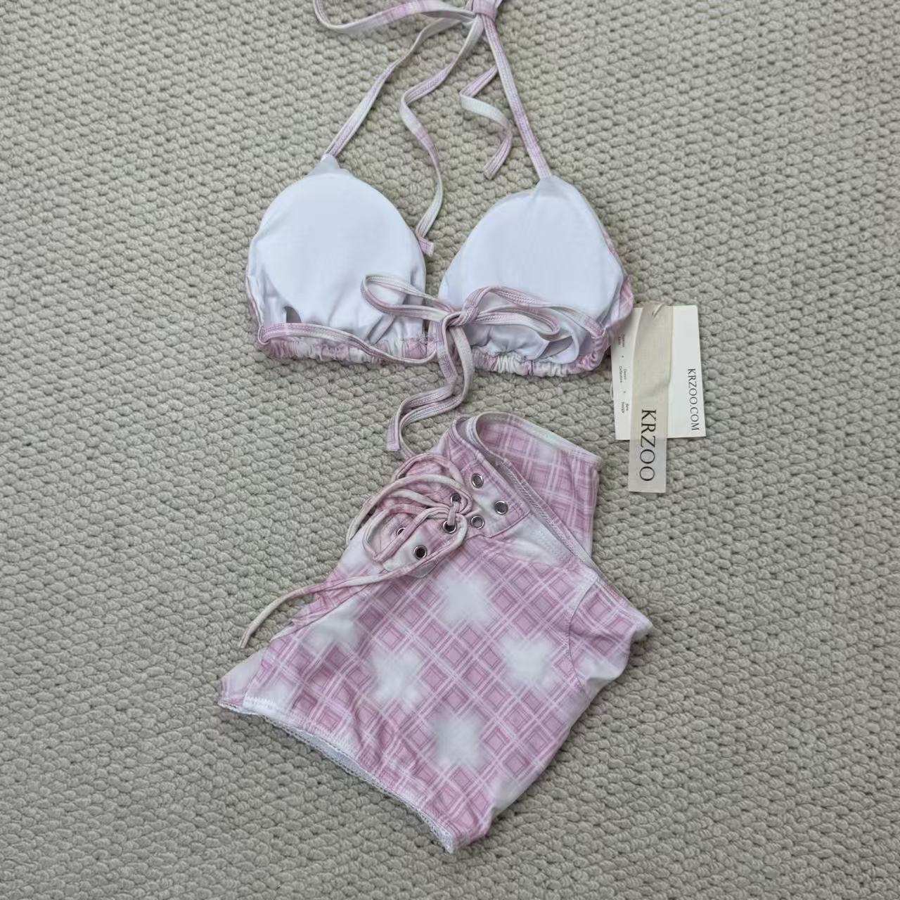 Striped two-piece bikini swimsuit