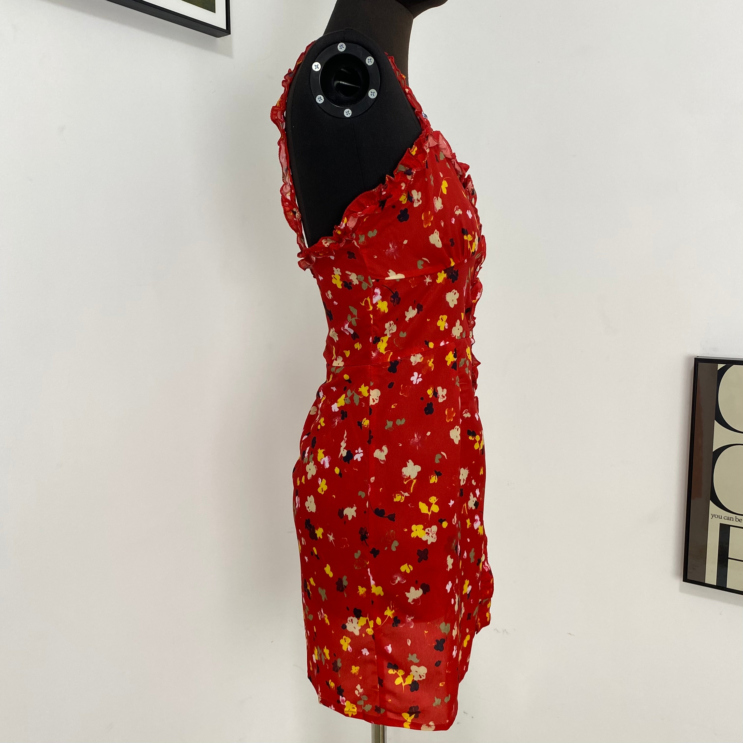 French Floral Slim Fit Suspender Skirt