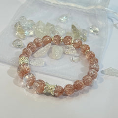 Pink Firework Quartz Beaded Bracelet，Aesthetic Handmade Crystal Bracelet Jewelry Gift