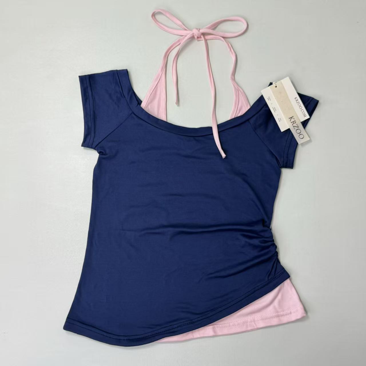 Two-piece off-the-shoulder short-sleeved T-shirts