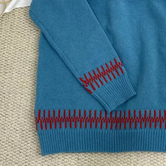 Crew Neck Color-Blocked Sweater