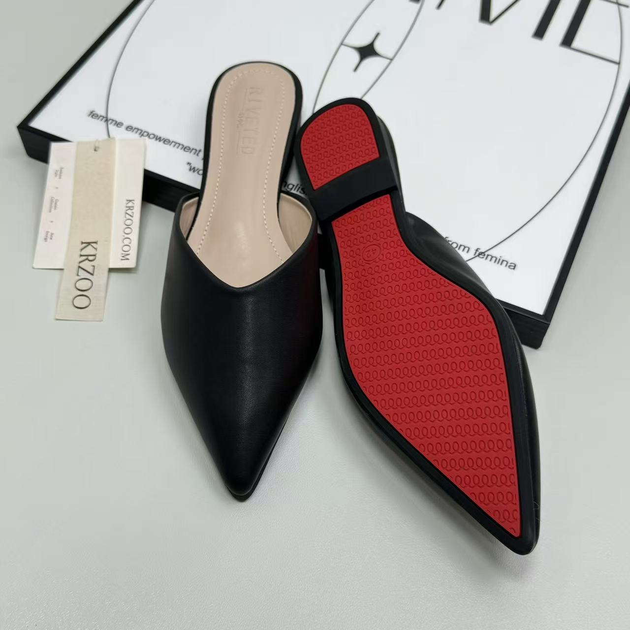 Baotou half-heel pointed-toe flat shoes