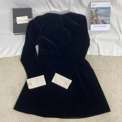 Pearl Black Velvet Dress