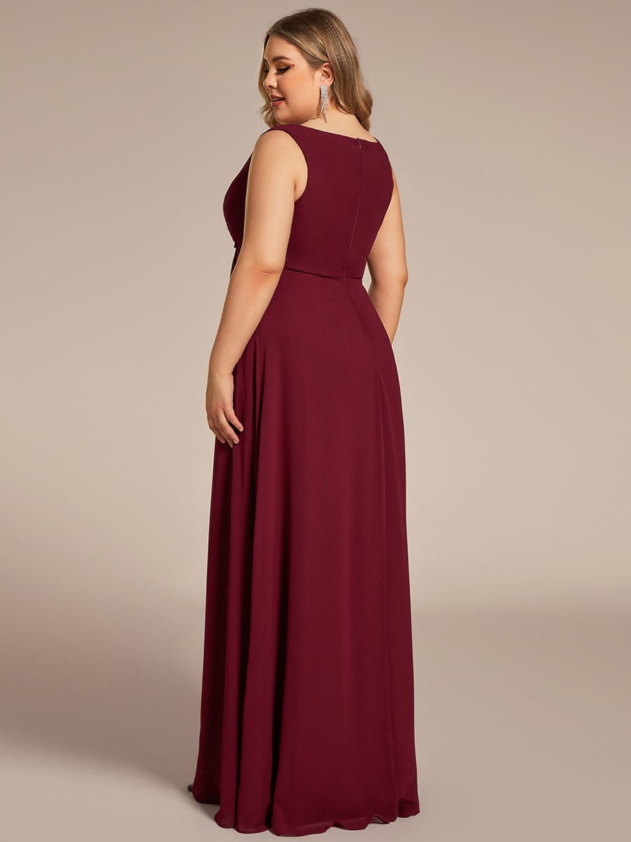 Elegant Floral Applique Sleeveless Chiffon Formal Gown