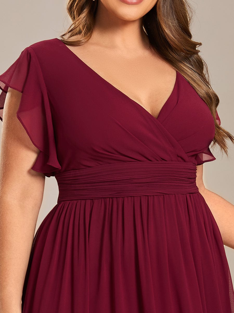 Enchanting Chiffon Bridesmaid Gown with Back Cutout and Ruffles