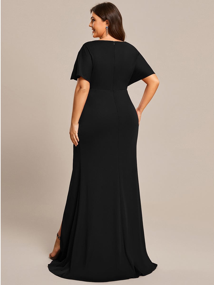 Elegant Sequin Embellished V-Neck Evening Gown