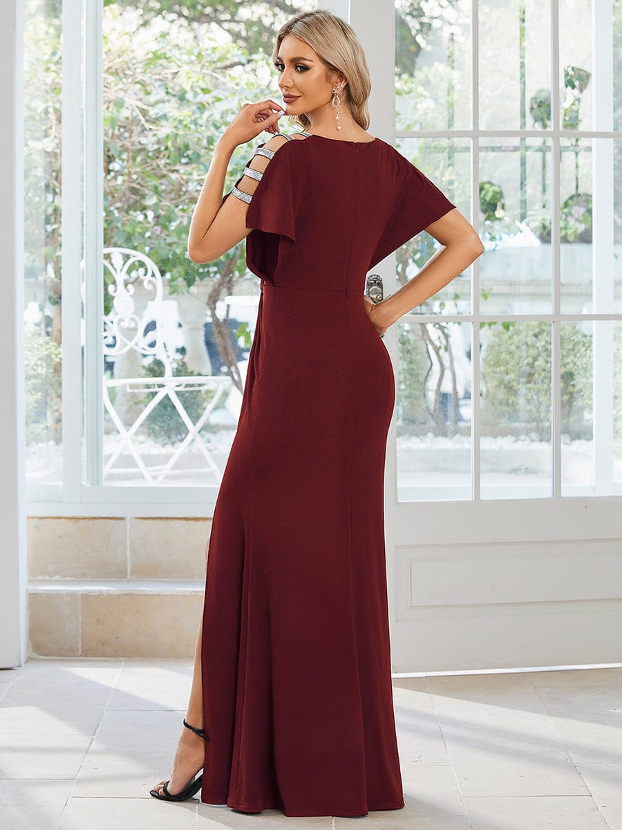 Elegant Sequin Embellished V-Neck Evening Gown