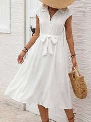 Solid-Color Elegant Collared Dress