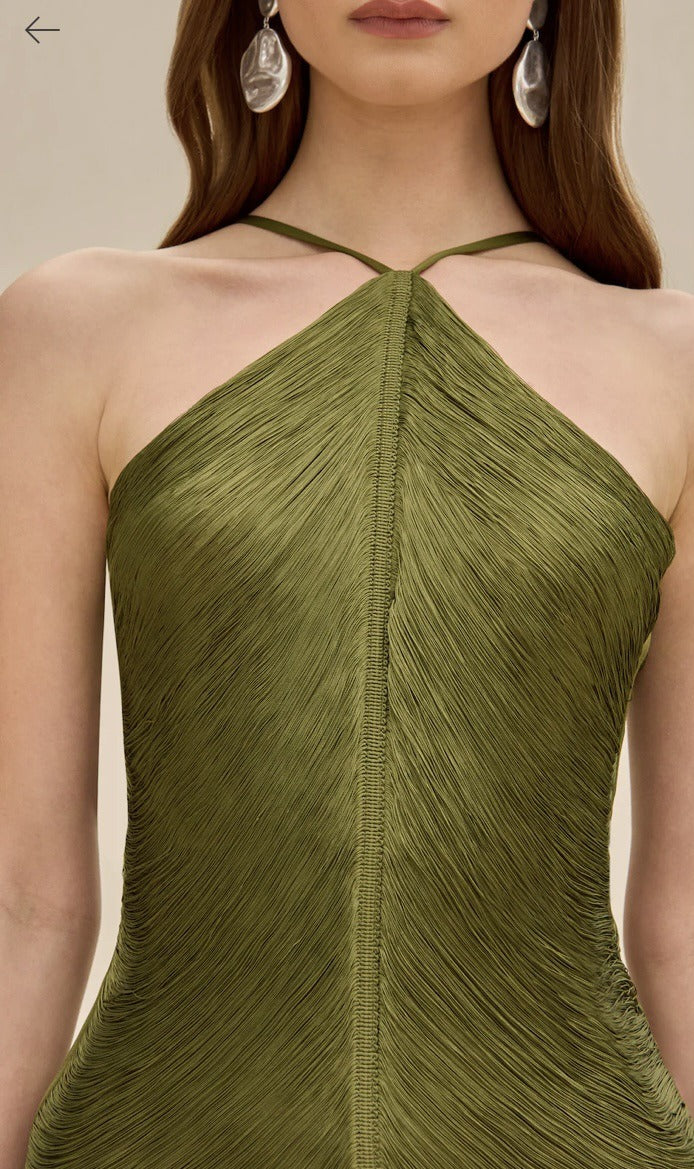 Halter Backless Velvet Patchwork Slim-Fit Mini Dresses-Green